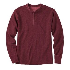 LL Bean Two Layer River Wool Blend Henley Outdoor Workwear Thermal Red XL Tall